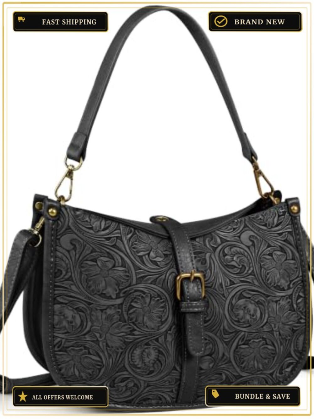 Vegan Leather Hobo Shoulder Bag Women Crossbody Purse Magnetic Snap